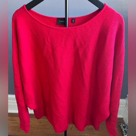 Cyrus Sweaters - Cyrus Red Knit Top Dolman Sleeves 2XL
